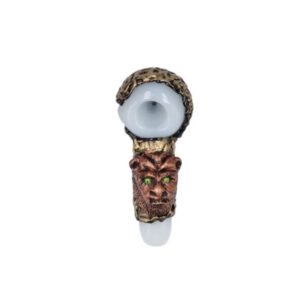 Glass Spoon Pipe with Gargoyle Face | Bronze