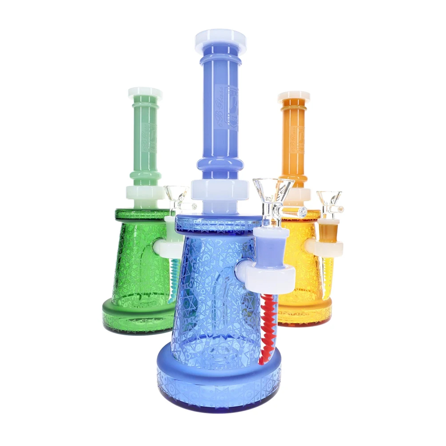 6B Glass Frosted Star Water Pipe – 9½″ – Assorted Colors